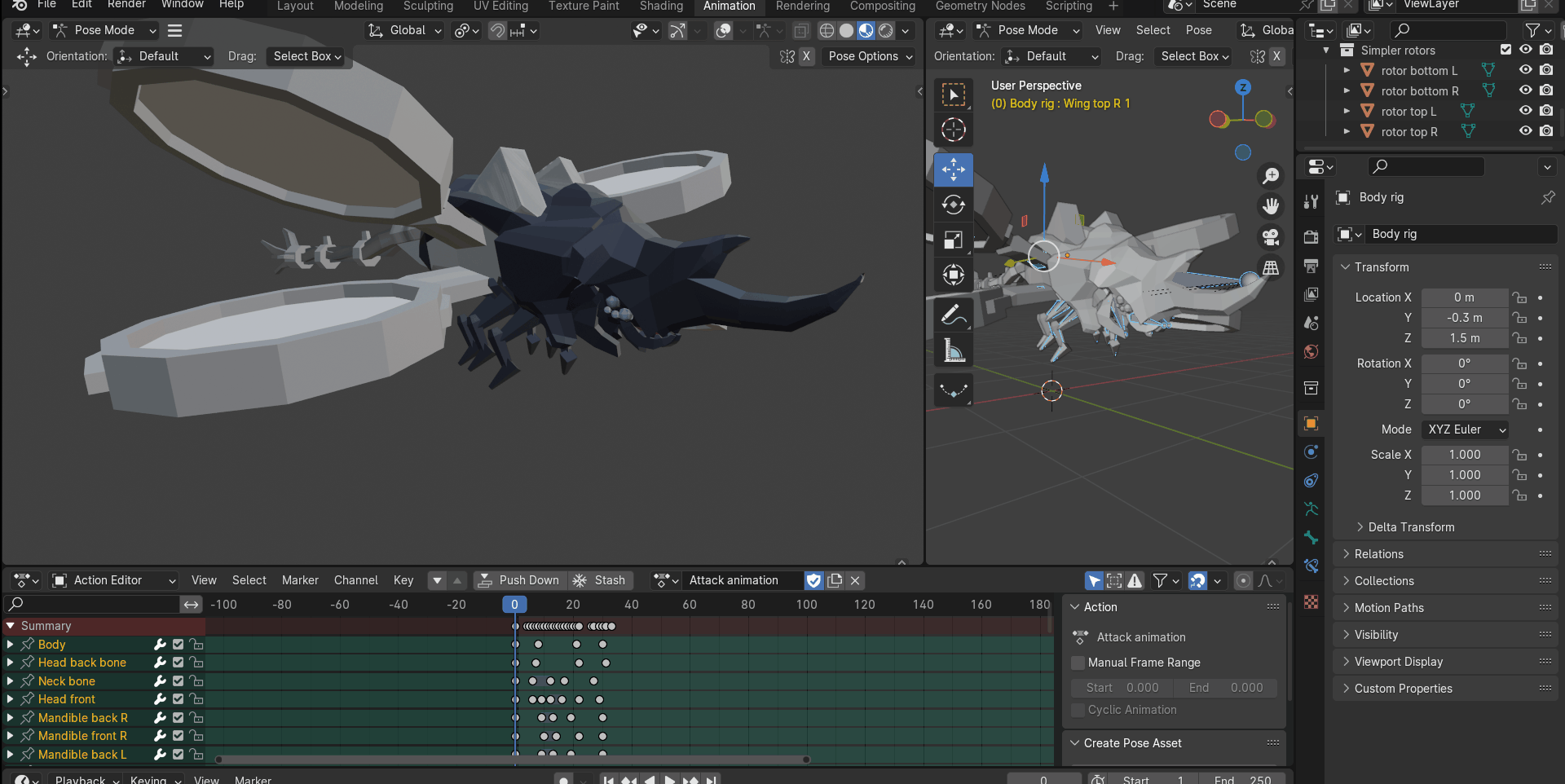 The attack animation for the flying enemy.